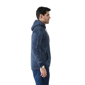 Sweat à capuche pour hommes avec poches avec logo personnalisé en gros sweat à capuche imprimé bleu personnalisé pull en coton sweat haut à capuche décontracté - Product Image 5