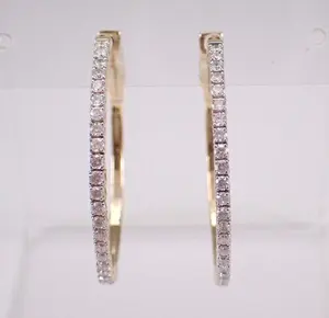 Pendientes de Aro de Moissanita, Plata de Ley 925, Chapados en Oro Blanco, Corte Brillante Redondo Vintage, Joyería de Lujo para Mujer, para Bodas - Product Image 6