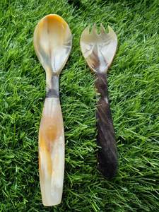 Handcrafted Natural Horn Spoon Set Classic Design Long Handle <b>Mirror</b> Polish Eco-Friendly Creative <b>Shell</b> Utensils Party - Product Image 1