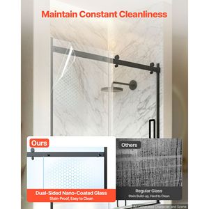 Porte de douche coulissante semi-cadre 60" L x 60" H noire avec verre trempé transparent 5/16" - Product Image 5
