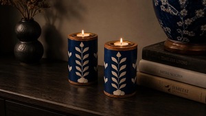 Posavasos Floral con Incrustaciones de Hueso para Té, Hecho a Mano, Ecológico, con Estampado de 2 Colores para Hogar, Bar, Hotel, ILAHI's - Product Image 2