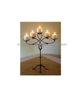 Candélabre rustique en fer noir extra large pour décoration d'autel de mariage, événements élégants ou cérémonies classiques - Product Image 2