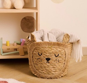 Cesta artesanal de jacinto de agua con forma de león y flecos, cesto decorativo para almacenamiento en el suelo, organizador de juguetes para guardería - Product Image 2