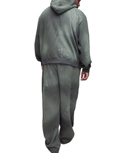 Ensemble de survêtement en coton respirant pour homme, coupe régulière, avec manchons côtelés, poches kangourou, tie-dye, à capuche, entièrement personnalisable, pour l'extérieur - Product Image 2