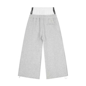 Pantalon de jogging décontracté léger pour homme avec double ceinture et bandes latérales, coupe large – Teinture foncée pour un style urbain - Product Image 6