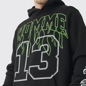 Ensemble de survêtement noir à capuche pour homme avec imprimé numéro 13 vert, sweat-shirt et pantalon streetwear coupe droite longueur intégrale, idéal pour l'automne - Product Image 6
