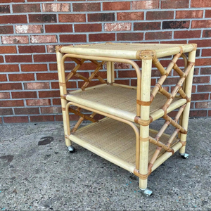 rattan Rolling <b>Serving</b> Cart Service Buffet Rattan Wicker Tropical Regency Pencil - Product Image 1