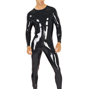 Combinaison intégrale en latex noir pour homme, manches longues, ajustée, costume pour adulte - Product Image 6