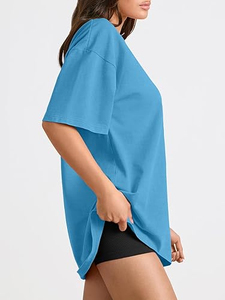 T-shirt long oversize pas cher pour femme, grandes tailles, hauts d'entraînement, t-shirts vierges pour femme, t-shirt long oversize pas cher - Product Image 4