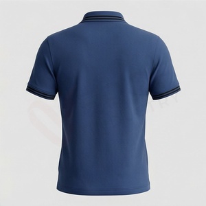 Polo à manches courtes pour homme, bleu marine, couleur unie, tricot piqué, décontracté, respirant, coupe classique, boutons - Product Image 2