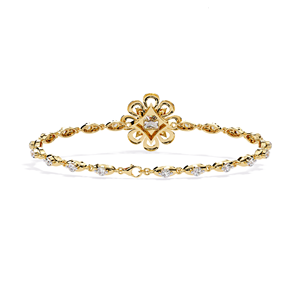 Pulsera Unisex de Cadena con Baño de Oro de 18K y Piedra Natural, Diseño Floral con Corte Esmeralda y Engaste de Garra, Joyería Clásica para Boda AMBER JEWELS - Product Image 1