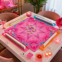 Alas Mahjong Lipat Modern Warna Neon Pink 33 Inci 3mm Neoprena Anti-Selip Permukaan Kain Sentuhan Lembut Penutup Meja