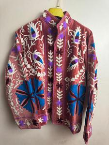 Chaqueta Suzani de Diseño Abstracto para Mujer, Bordada a Mano, de Algodón y Terciopelo, Estilo Étnico Moderno, Boho Chic, Prenda Exterior de Lujo, Túnica Artesanal - Product Image 3