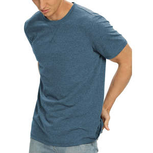 T-shirt vierge uni en gros, col rond personnalisé en polyester et coton, tissu ultra doux pour homme - Product Image 3