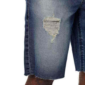Shorts de Mezclilla Holgados de Cintura Media con Diseño Personalizado, Estilo Casual, Lavado Ácido, Shorts de Mezclilla Rotos para Hombre - Product Image 6