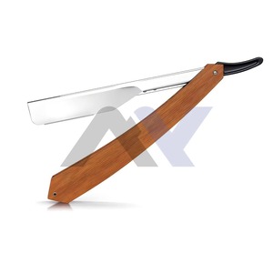 Kit de rasoir droit professionnel de qualité supérieure, manche en bois, lames à bord simple en acier inoxydable, rasoir de barbier pour salon - Product Image 4