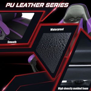 Sedia da Gaming Ergonomica in Pelle PU con Altezza Regolabile e Ruote per Casa, Ufficio o Videogiochi - Product Image 4