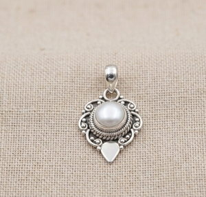925 <b>Sterling</b> <b>Silver</b> Natural <b>Pearl</b> Vintage Floral Pendant Handmade Boho Statement <b>Necklace</b> Charm Women Jewelry Gift for Men Her - Product Image 6
