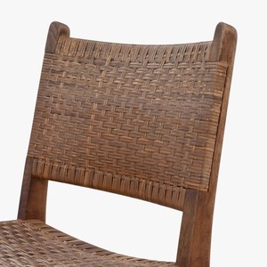 Silla de comedor premium de teca con asiento de mimbre natural – Silla de madera de estilo escandinavo para restaurante, interior de cafetería - Product Image 5