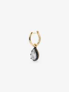 Pear Lab Grown Diamond Hoop Earrings Georgian Prong Set 11mm Solitaire Latch Back Unique Luxury <b>Huggies</b> Wholesale 14K <b>Solid</b> <b>Gold</b> - Product Image 4