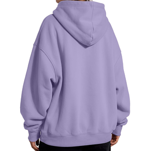 Women Oversized Hoodie Light <b>Purple</b> Pullover Sweatshirt <b>Long</b> <b>Sleeve</b> Solid Casual Hooded <b>Top</b> - Product Image 3
