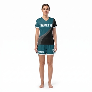 Maillot de football sublimé pour femme, col en V, manches courtes, coupe régulière, personnalisable pour équipe, 110 % polyester - Product Image 3