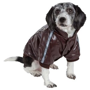 Cappotto per animali domestici in pelle scamosciata alla moda Wuff-Rider con dettagli cuciti eleganti vestiti per animali domestici - Product Image 1