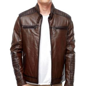 Blouson en cuir tendance pour l'hiver, idéal pour la moto, avec col montant classique, matelassé épais et séchage rapide - Product Image 5