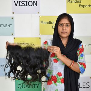 Vendeur naturel d'extensions de cheveux vierges Remy non transformés 13*6 Bodywave frontal avec des cheveux humains à double trame à vague profonde lâche - Product Image 6