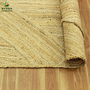Tapis tressés rectangulaires à motif zig-zag superposé 7x10' en jute naturel, personnalisables pour les bureaux et les maisons - Product Image 5