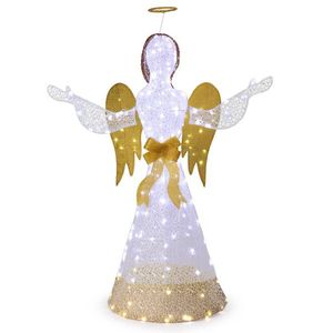 Angelo di Natale da Esterno Resistente alle Intemperie da 1,37 m con Ali Pre-Illuminate a 200 LED, Angelo Luminoso per Decorazioni Domestiche - Product Image 5