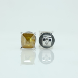 Sultanite Rectangle Shape Gold Plated 925 Sterling Silver <b>Stud</b> Earrings Handcrafted Wedding Jewelry - Product Image 4