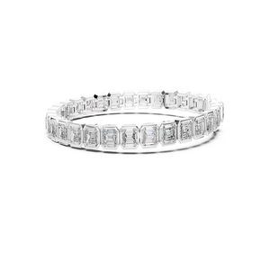 Luxury Men's Rhodium Plated Yellow Gold Round Cut and Marquise Diamond <b>Bracelet</b> IGI Certified Anniversary Wedding Jewelry - Product Image 3