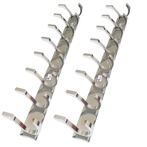 Premium Modern Aluminium 8 Pin Adjustable Wall Mounted Heavy Duty Hook Rack <b>Clothes</b> Hanger Organizer Coat Towel Bag <b>Storage</b> - Product Image 1