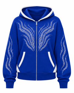 Women's Breathable Lined Summer Casual <b>Glitter</b> Rhinestone Hoodie Long Sleeve Pullover Sweatshirt - Product Image 1