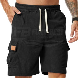 Shorts de course et de fitness pour hommes, logo personnalisé, coupe ample, longueur de jambe 5 pouces, taille élastique, 100% coton tricoté, toile pour l'entraînement en salle de sport - Product Image 5