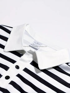 Polo rayé décontracté pour homme-Tissu en tricot 100% polyester légèrement extensible, manches longues pour l'automne - Product Image 3