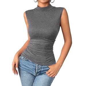 Body de Mujer Personalizado, sin Mangas, Cuello Alto, Ajustado, Elástico, Color Sólido, Casual, Elegante, Spandex/Poliéster - Product Image 1