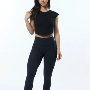 Women's Red Crop <b>Top</b> Black White Stripe Crew Neck Drop Shoulder Short Sleeve Breathable Eco-Friendly Anti-Wrinkle Casual T-Shirt - Product Image 1