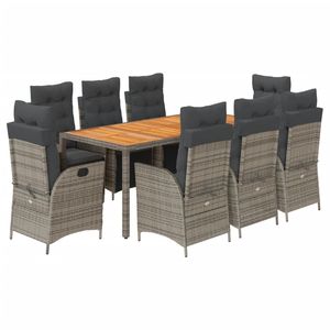 Grey <b>Rattan</b> Garden <b>Dining</b> Set 8 Seater Outdoor Furniture Weather Resistant Contemporary Design Solid Wood <b>Table</b> - Product Image 4