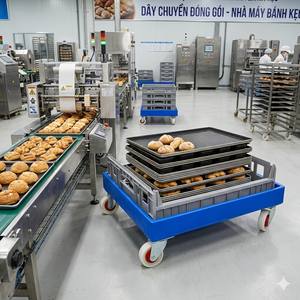 Galvanized Double Bread Crate <b>Dolly</b> Bakery Food Transport <b>Dolly</b> Steel Crate Cart Vietnam Manufacturer ISO Sedex OEM in Vietnam - Product Image 2