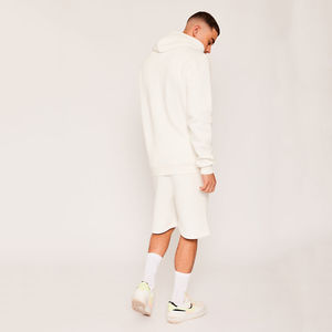 ชุดฮู้ดดี้และกางเกงขาสั้นผ้าระบายอากาศพร้อมซิปและโลโก้สั่งทำสำหรับผู้ชาย ชุดเซ็ต 2 ชิ้นสำหรับฤดูร้อน - Product Image 2