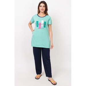 Premium Cotton Fabric Summer Lounge Wear Set Elastic Waist <b>Long</b> Length <b>Satin</b> Robe <b>Nightdress</b> From India Supplier at Low Price - Product Image 1