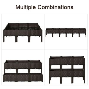 Jardinera Elevada con Riego Automático de 6 Piezas con Patas, Color Marrón, para Cultivar Flores, Hierbas y Vegetales - Product Image 4