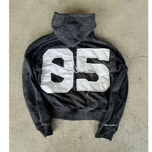 Distressed Zip Up Hoodie TUP Print Oversized Unisex <b>Streetwear</b> Full Zip Hooded Sweatshirt <b>Y2K</b> Grunge Custom Wholesale - Product Image 2