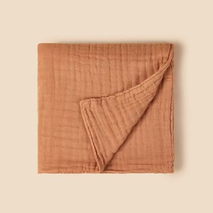 Plaid carré uni en lin et coton tissé, style simple, pliable, pour la maison, toutes saisons, pour bébé - Product Image 2