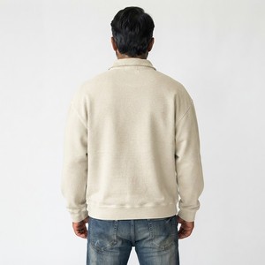 Sweat-shirt à col zippé pour homme, couleur unie, coton French Terry, coupe classique, col rabattu, vêtement décontracté pour l'automne - Product Image 2