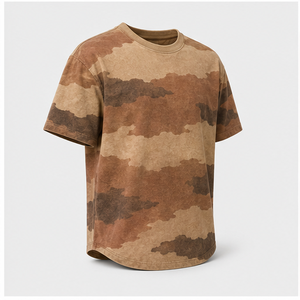 T-shirt à manches courtes et col rond pour homme, imprimé camouflage personnalisé en sable, terre cuite et ombre de dune, MTS-CAMO-0024 - Product Image 3