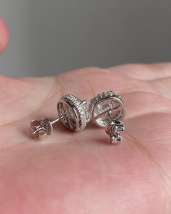 Round Cut <b>Halo</b> Stud <b>Earrings</b> 925 Silver Moissanite Diamond Elegant Statement Bridal Jewelry - Product Image 3