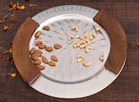 Élégante assiette de service vintage en argent, écologique, biodégradable, à motif personnalisé, pour fruits secs, idéale pour la rentrée scolaire, les hôtels et les restaurants